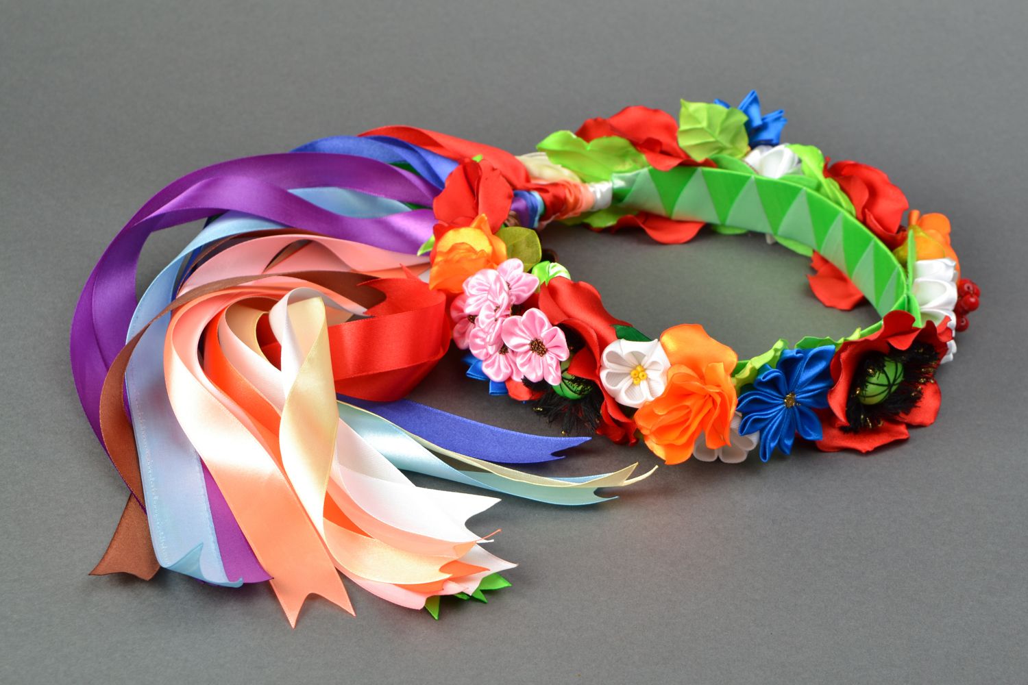 Satin ribbon Ukrainian head wreath photo 1