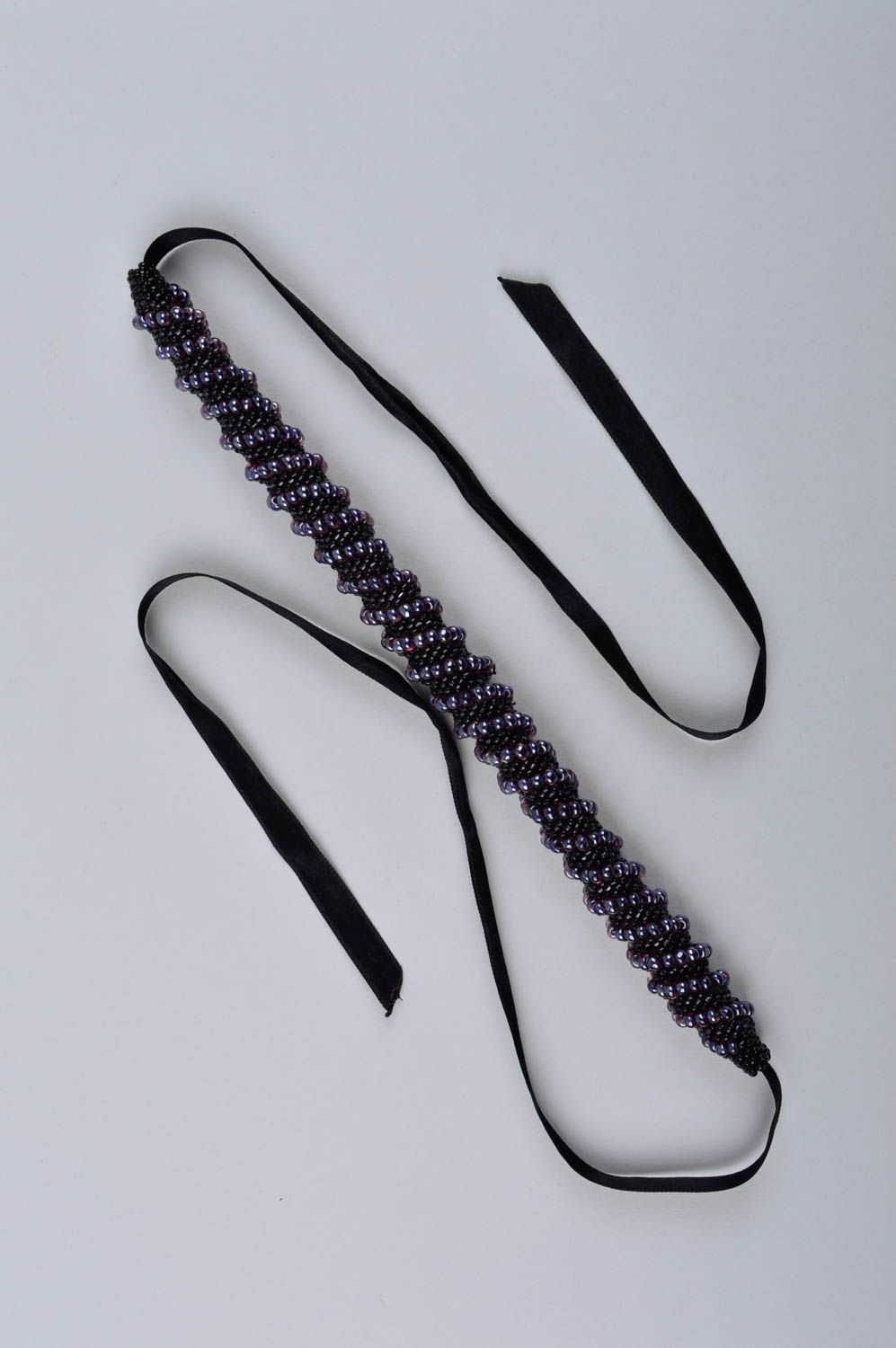 Collier noir Bijou fait main perles de rocaille tendance Accessoire femme photo 5