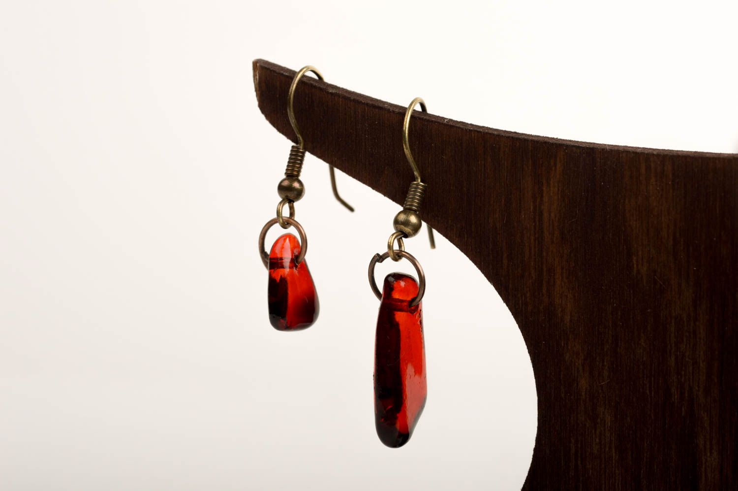 Handmade dangling earrings jewelry made of glass designer feminine earrings photo 1