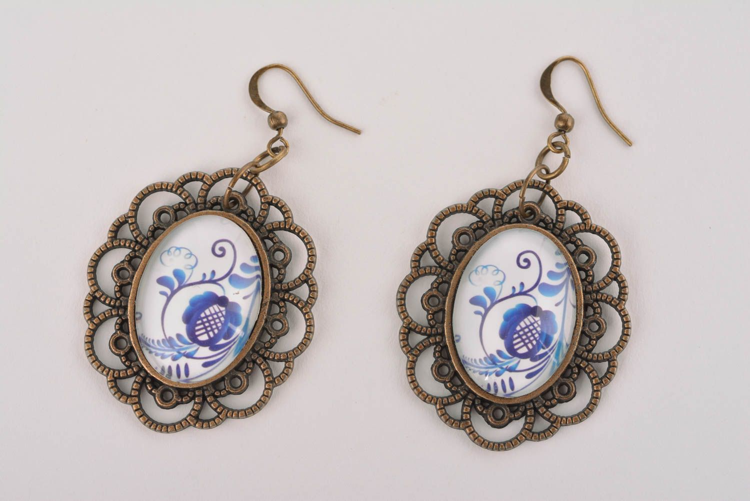 Beautiful handmade glass earrings metal earrings fashion trends cool jewelry photo 4