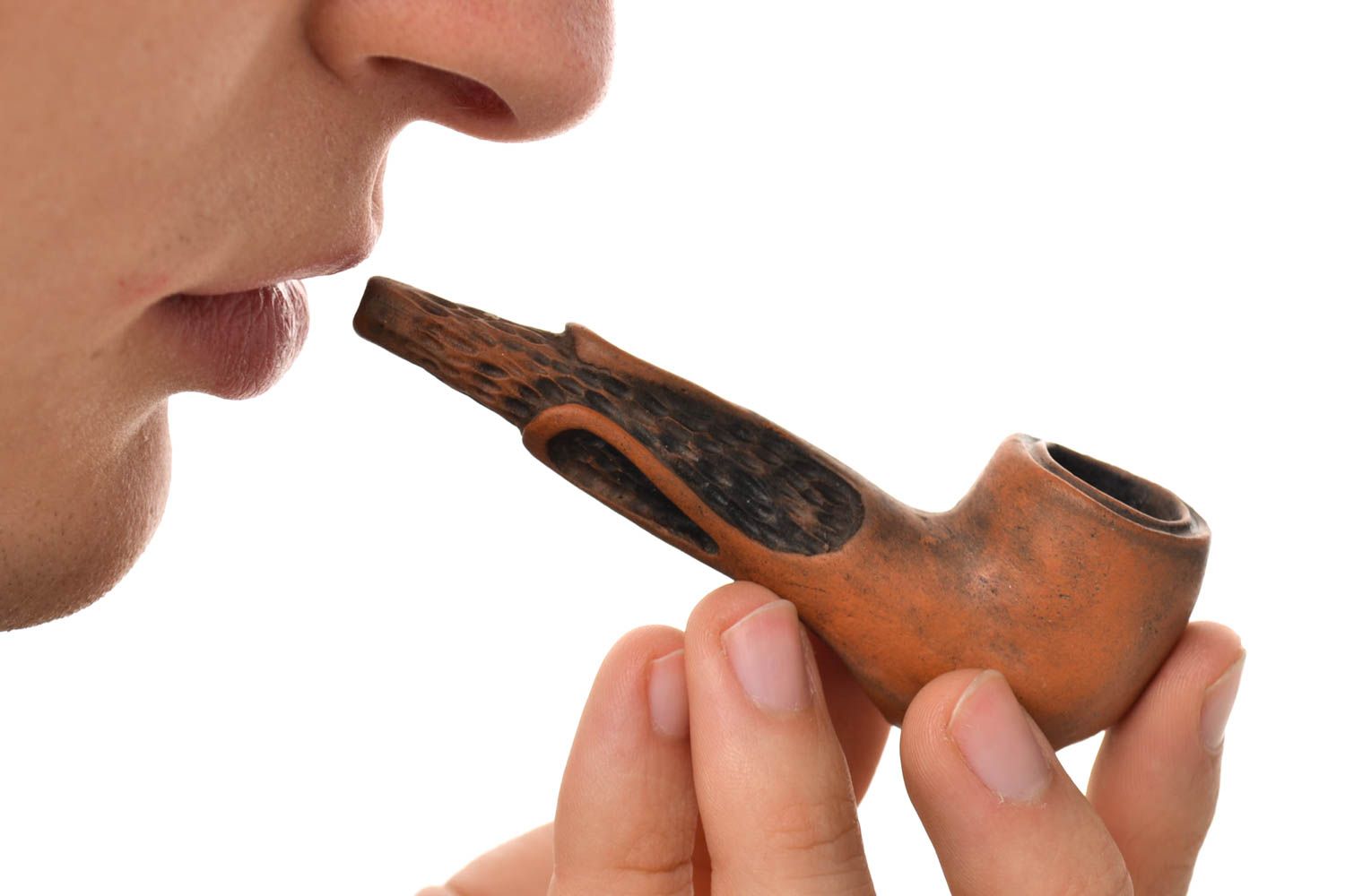 Handgemachte Pfeife ausgefallenes Geschenk kleine Tabakpfeife Rauch Zubehör Ton foto 1