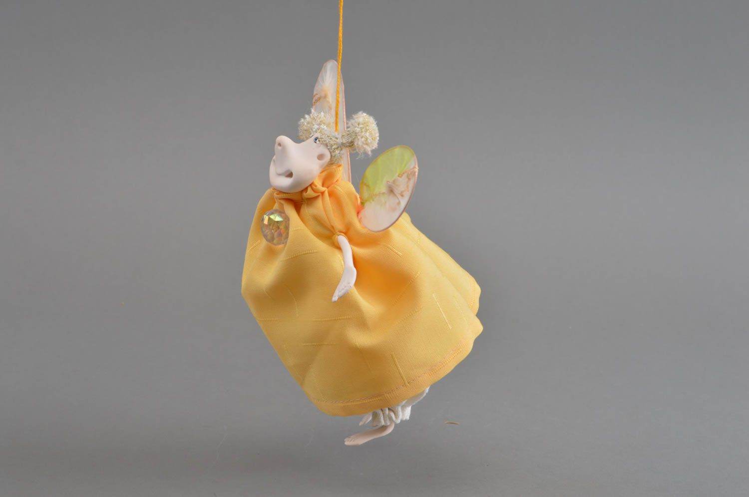Оригинальная интерьерная подвеска игрушка ручной работы Мотылек с алмазом фото 4