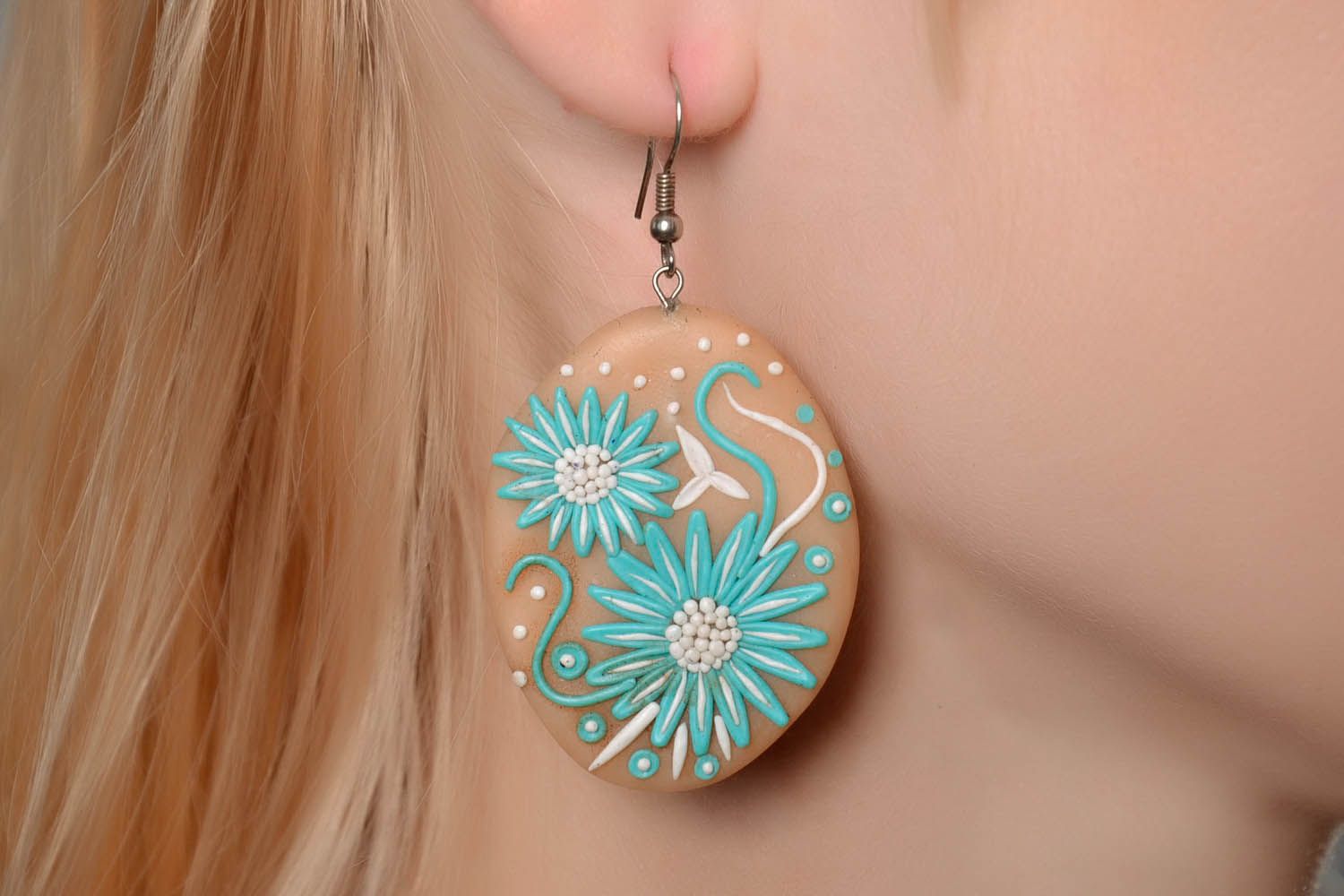 Filigree Earrings Made of Polymer Clay photo 4