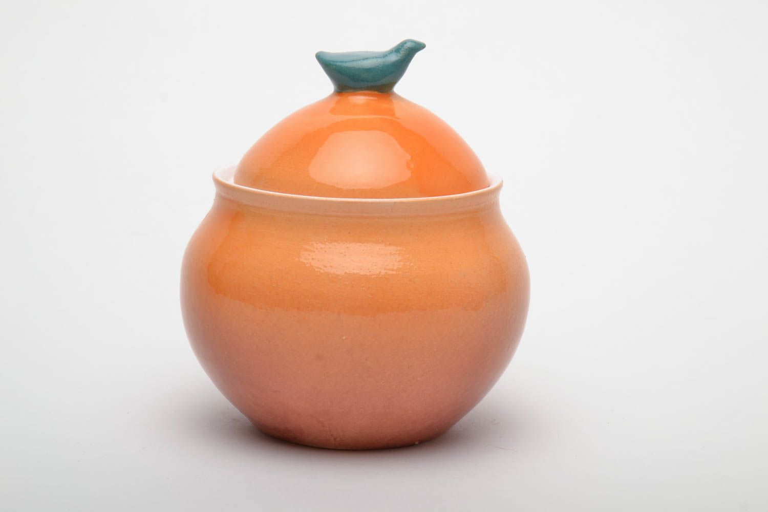 Orange Zuckerdose aus Keramik foto 2
