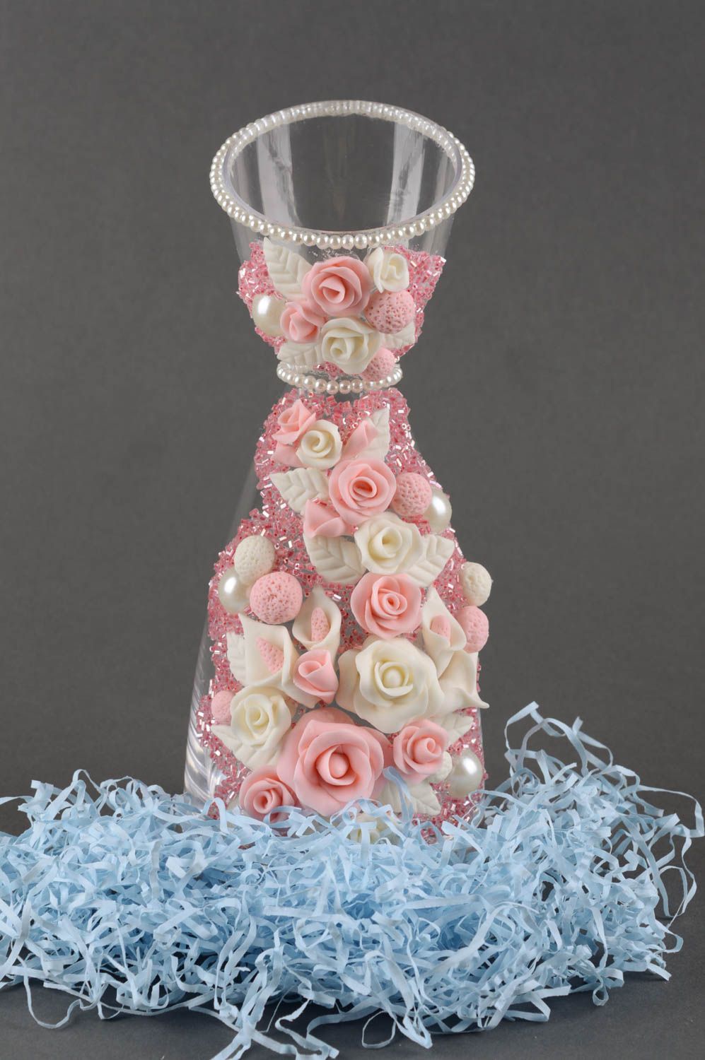 Handmade Vase aus Glas dekorativ für Haus Deko Wohnzimmer Deko Geschenk für Frau foto 1