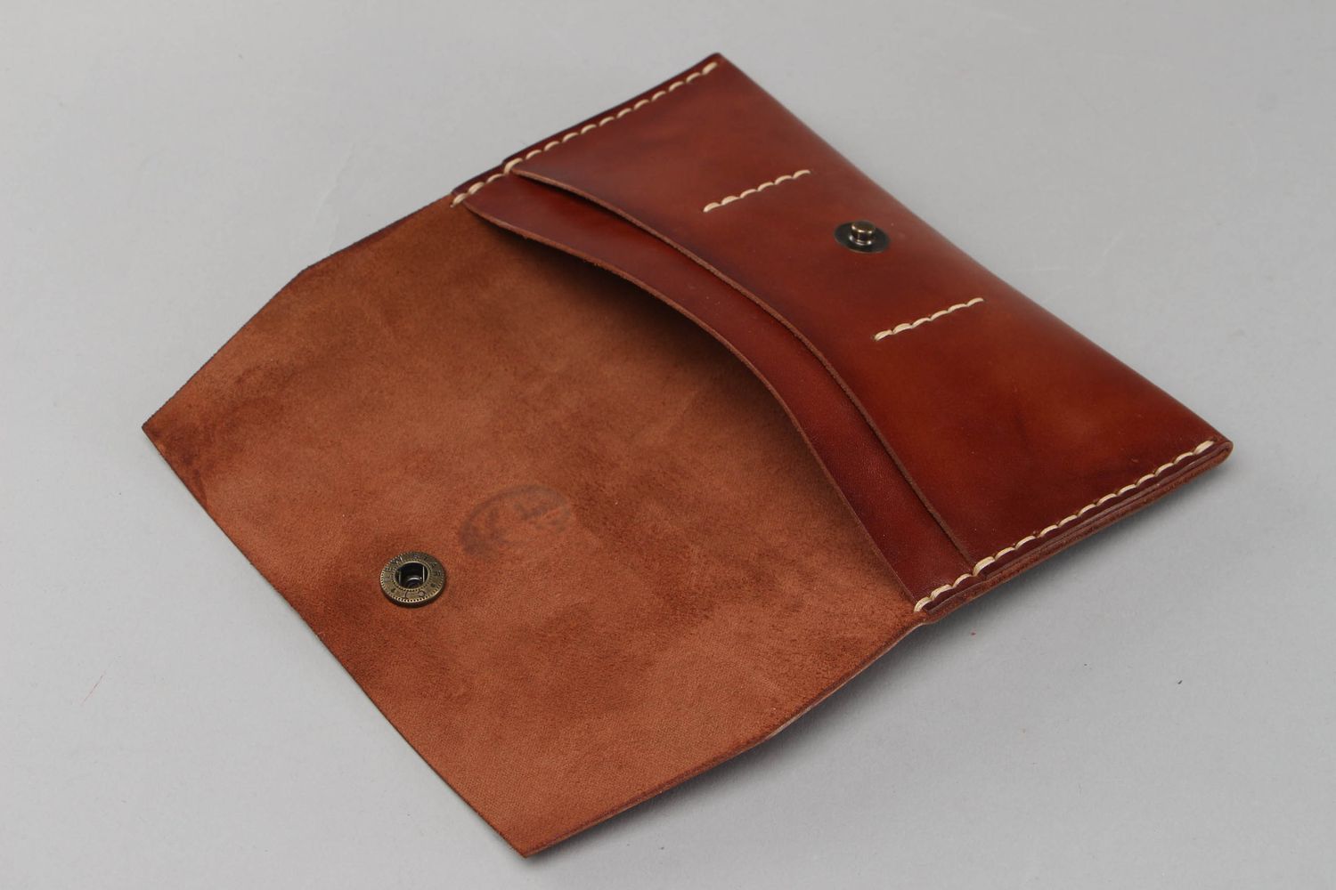 Кожаный кошелек коричневый фото 2