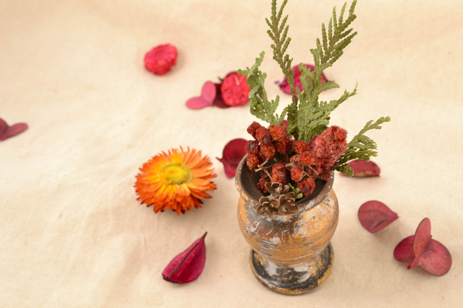 Vaso decorativo fatto a mano Vaso di argilla naturale Decorazioni di casa
 foto 1