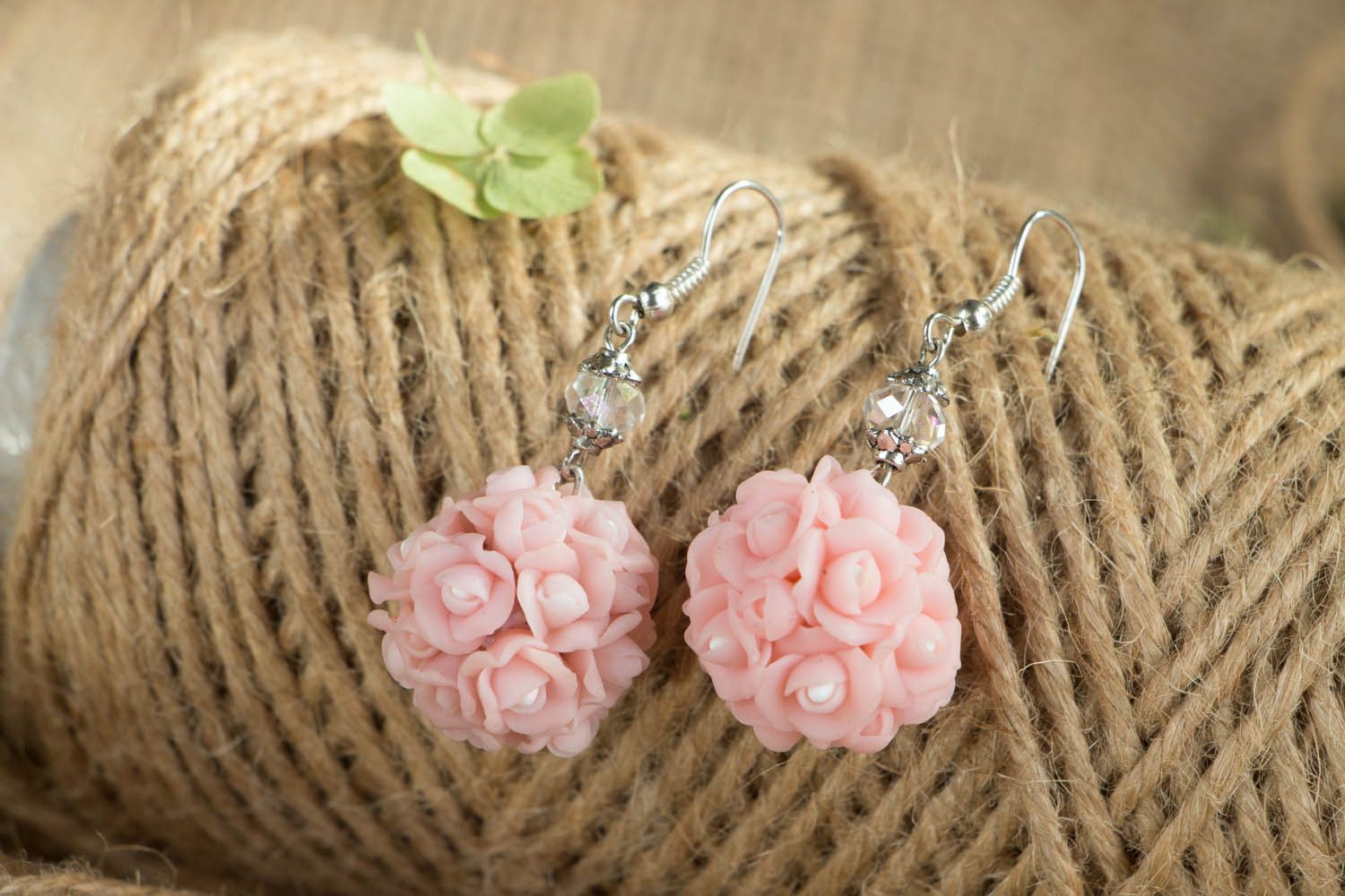 Polymer clay earrings Bouquet of Roses photo 3