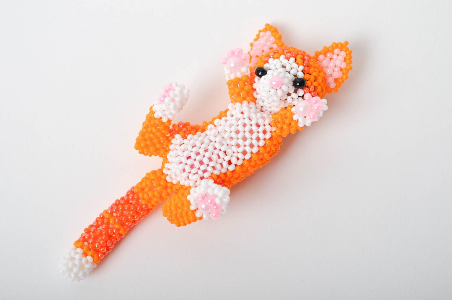 Deko Figur handmade Katze Spielzeug originelles Geschenk aus Glasperlen drollig foto 5