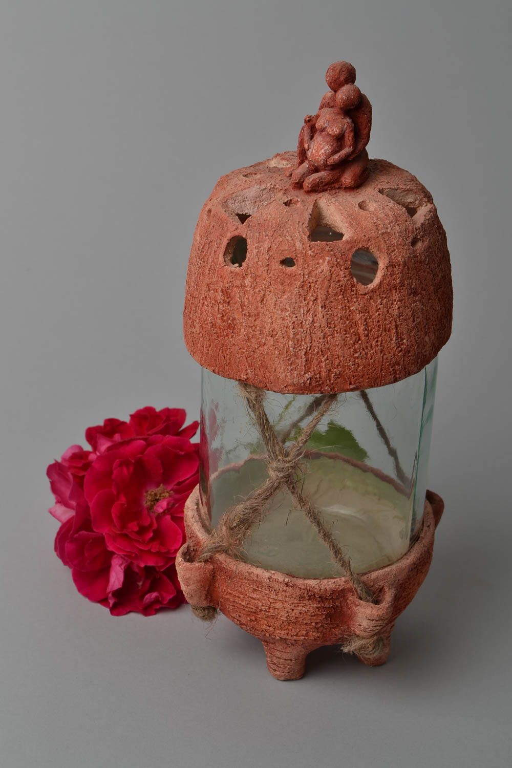 Kerzenhalter Keramik handgefertigt Wohnzimmer Deko Teelichthalter aus Ton  foto 1