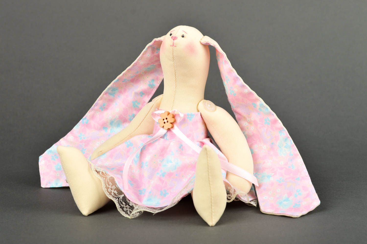Игрушка заяц ручной работы авторская игрушка стильный подарок из ткани фото 5