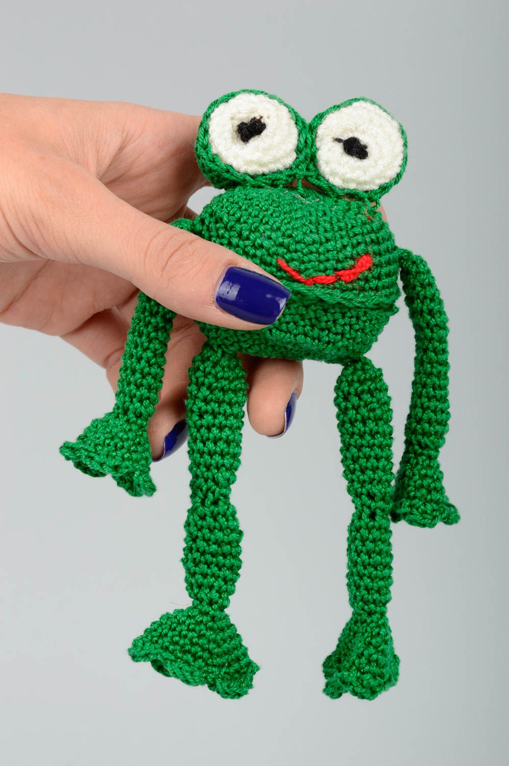 Peluche de animal rana hecho a mano juguete tejido regalo original para niño foto 2
