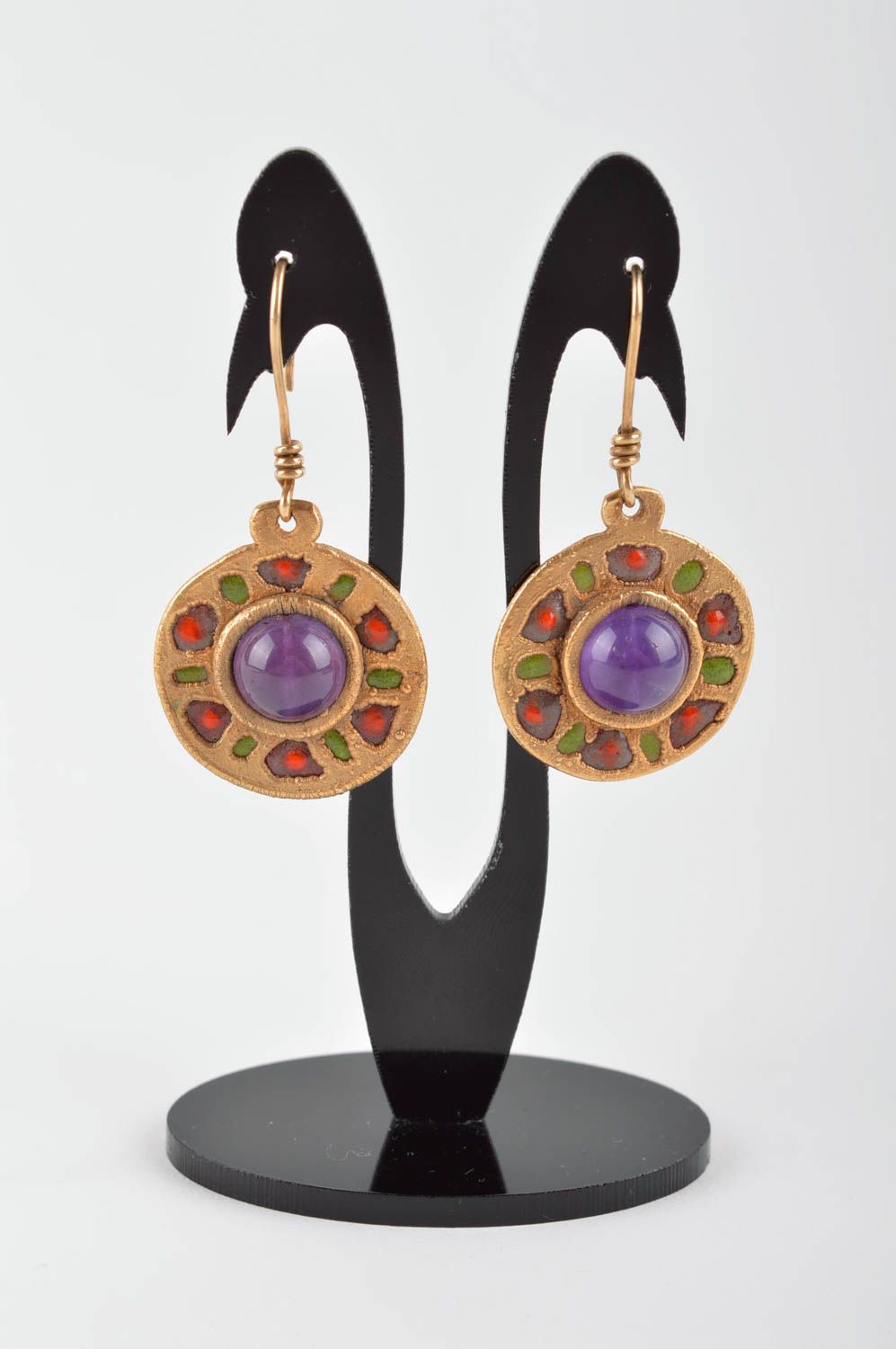 Handmade metal earrings gemstone earrings for girls cool jewelry gifts for her photo 2
