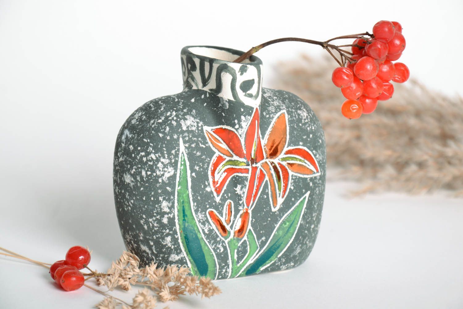 4-inch unique ceramic vase for flowers in square shape 0,68 lb photo 1