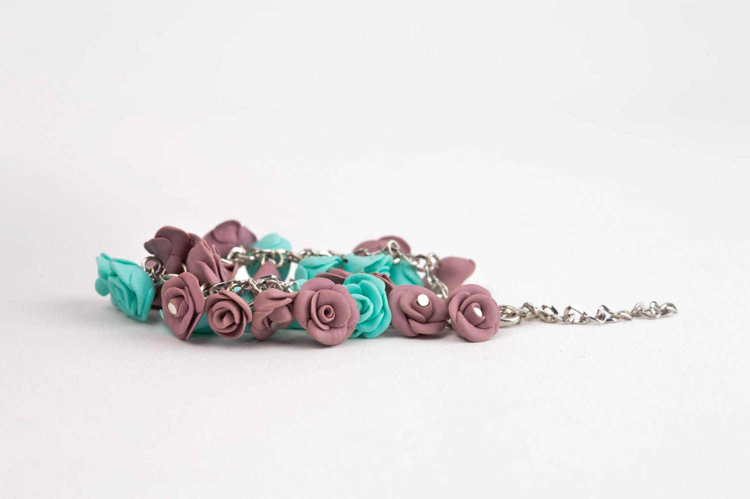 Handmade bracelet flower bracelet clay accessory designer jewelry gift ideas photo 3