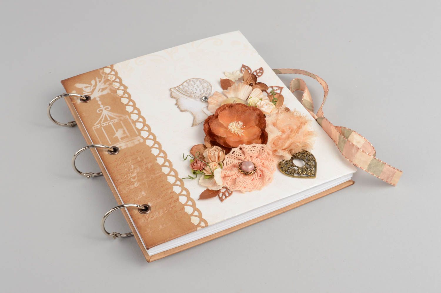 Livre d'or de mariage petit carton 50 feuilles fleurs en relief fait main photo 2