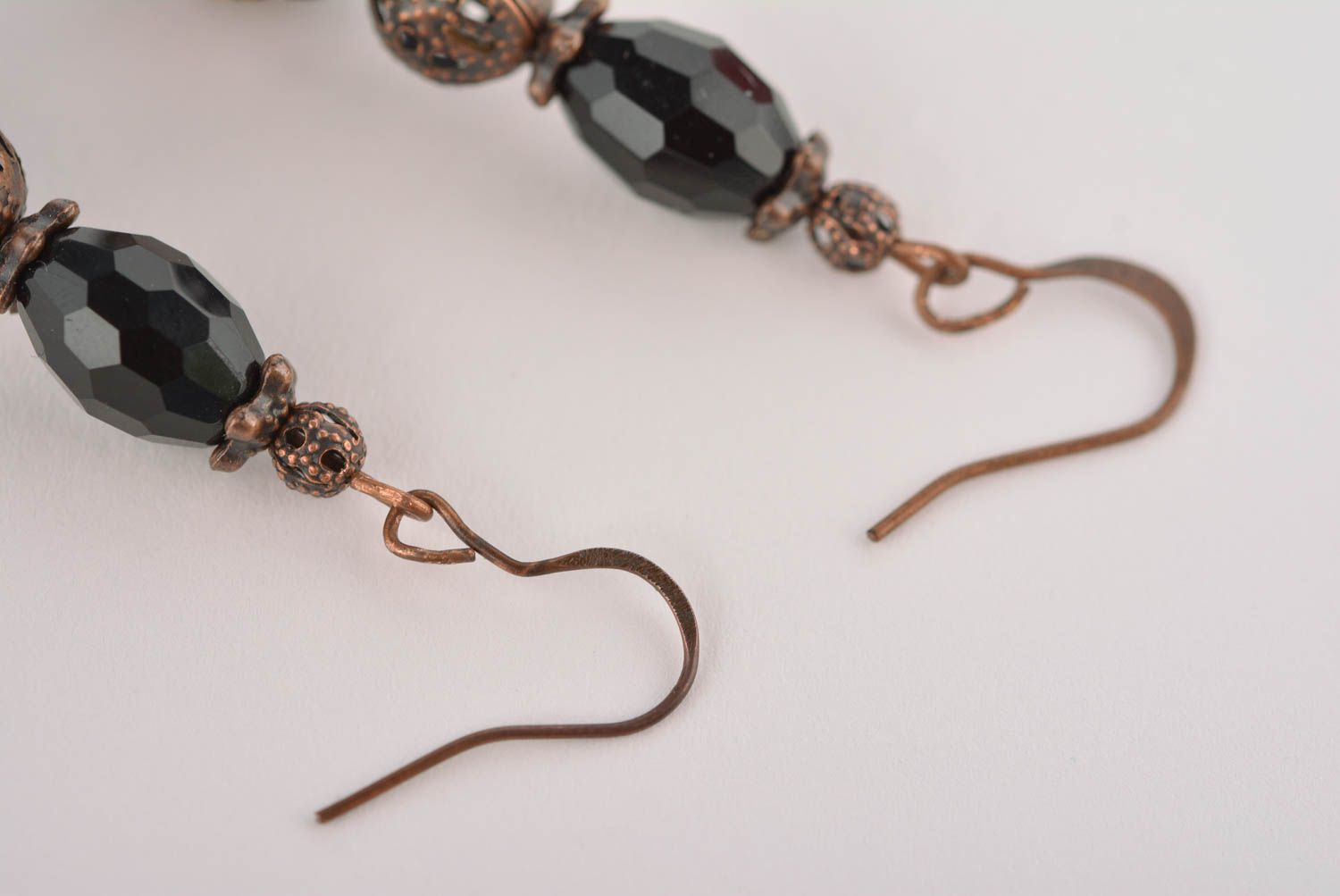 Unusual handmade metal earrings glass cabochon earrings fashion accessories photo 5