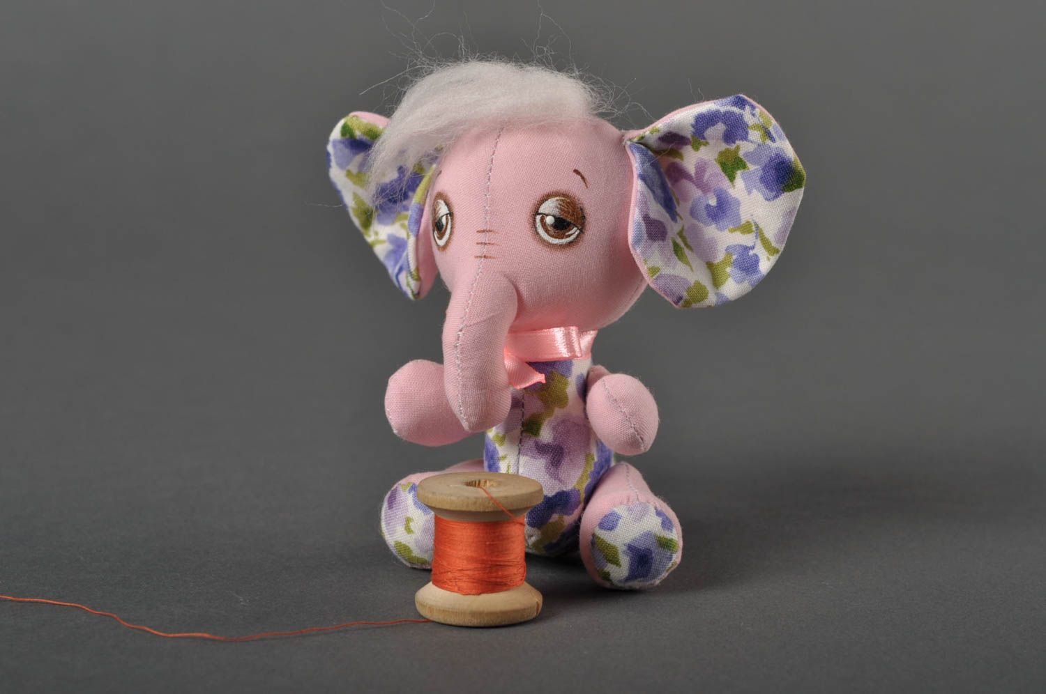 Jouet éléphant Peluche faite main en textile décorative Cadeau pour enfant photo 3