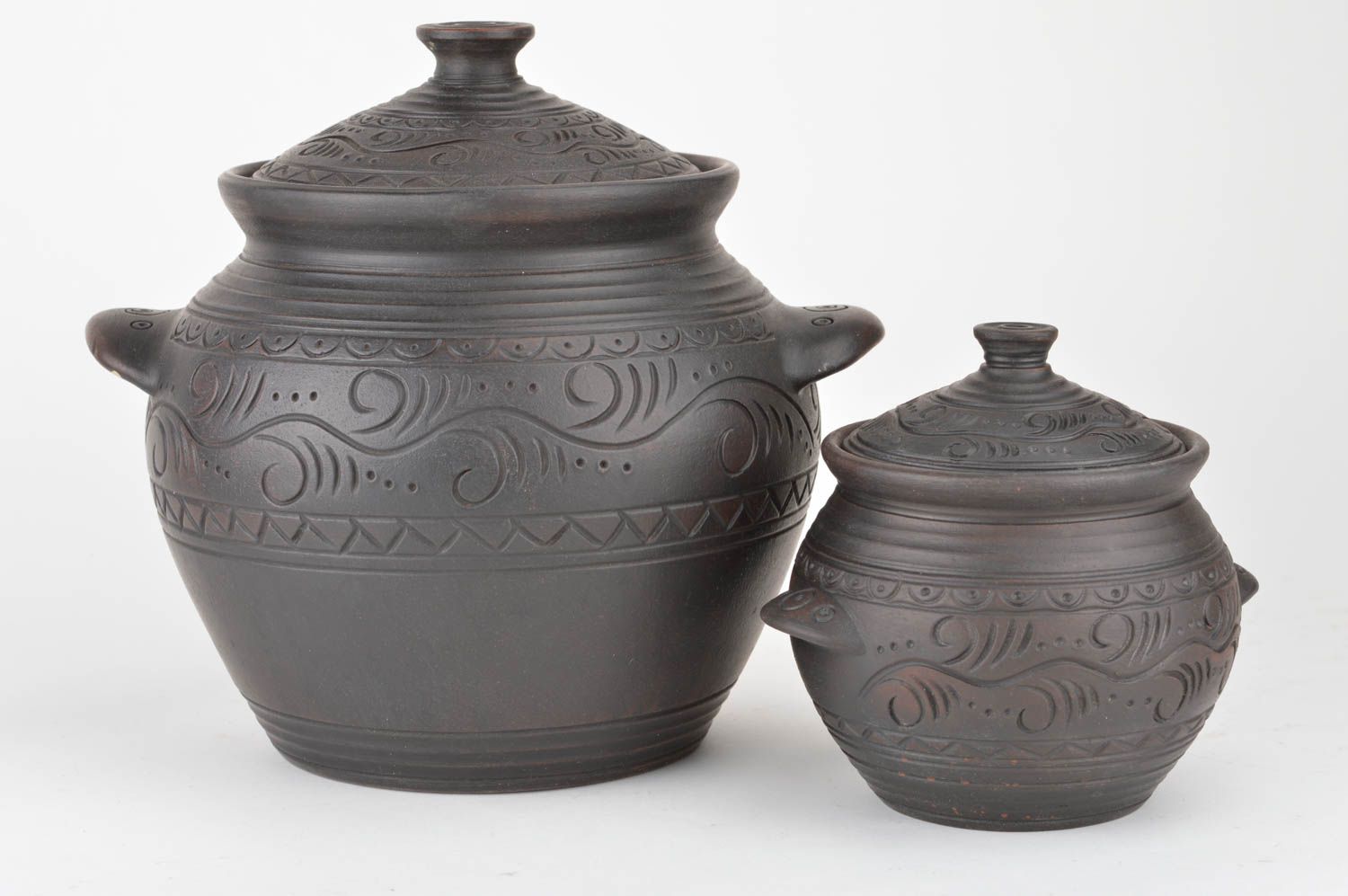 Potes de cerámica hechos a mano 2 artículos con capacidad de 500 ml y 4 l  foto 2
