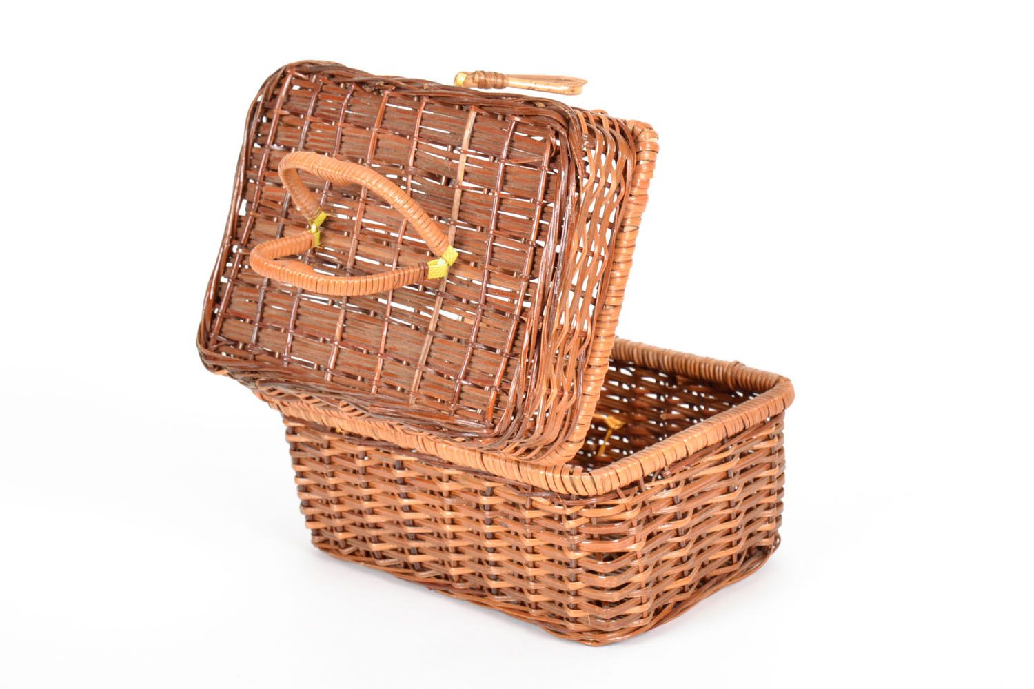 Handmade Weiden Korb mit Deckel für Picknick foto 3