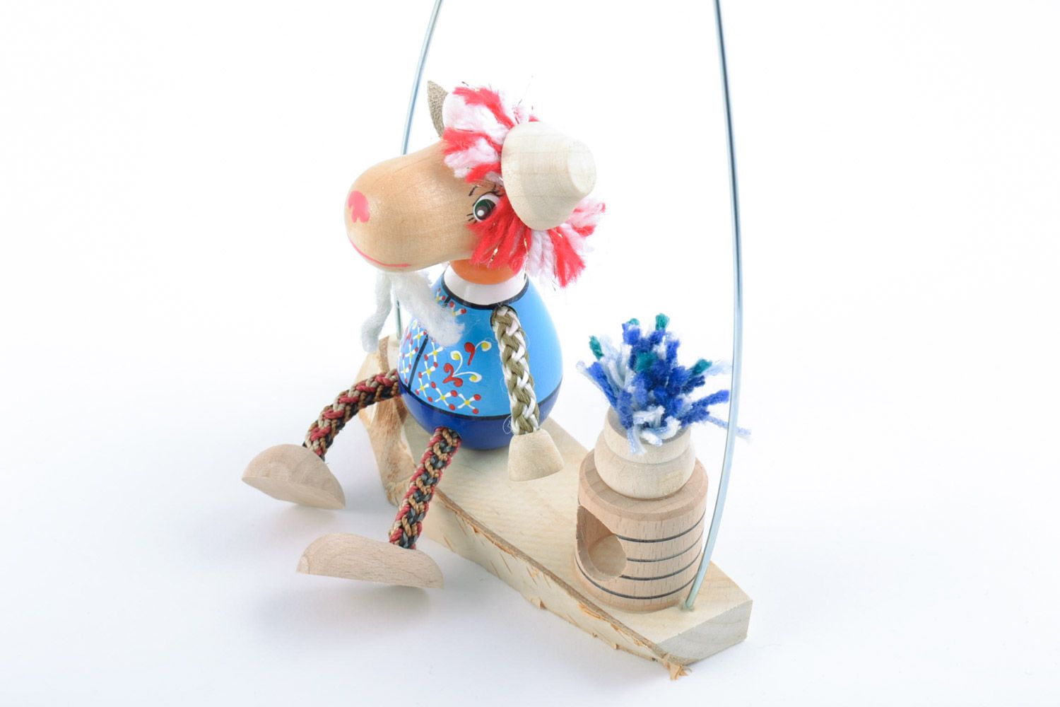 Balançoire pour poupée en bois faite main avec bouc jouet original pour enfant photo 4