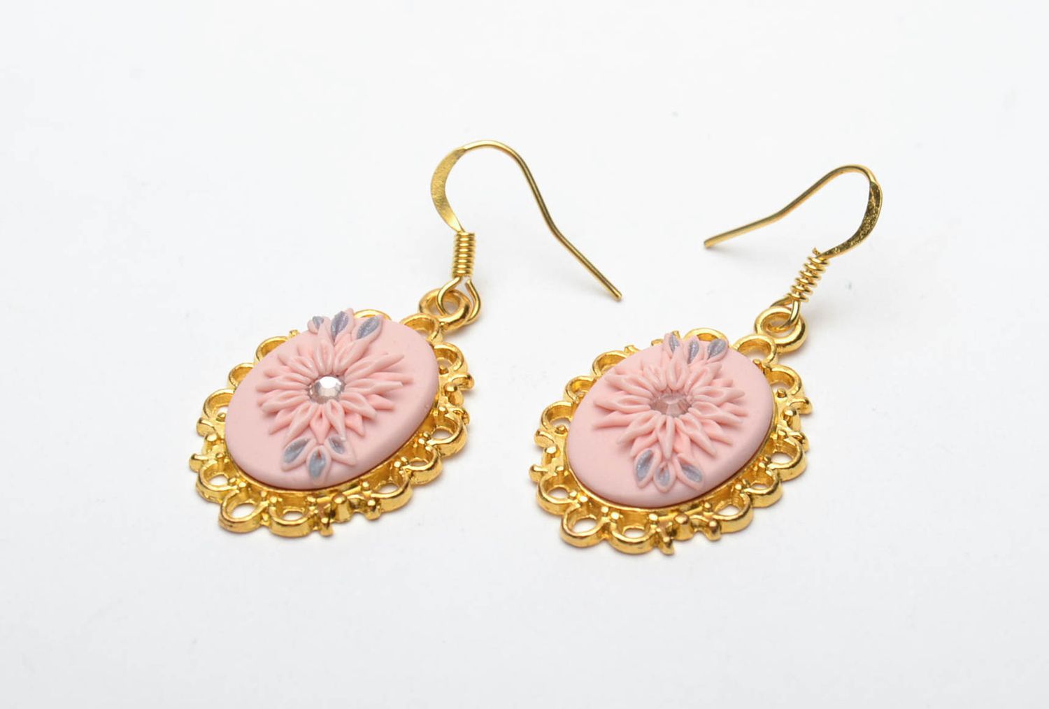 Polymer clay earrings made using filigree technique photo 2