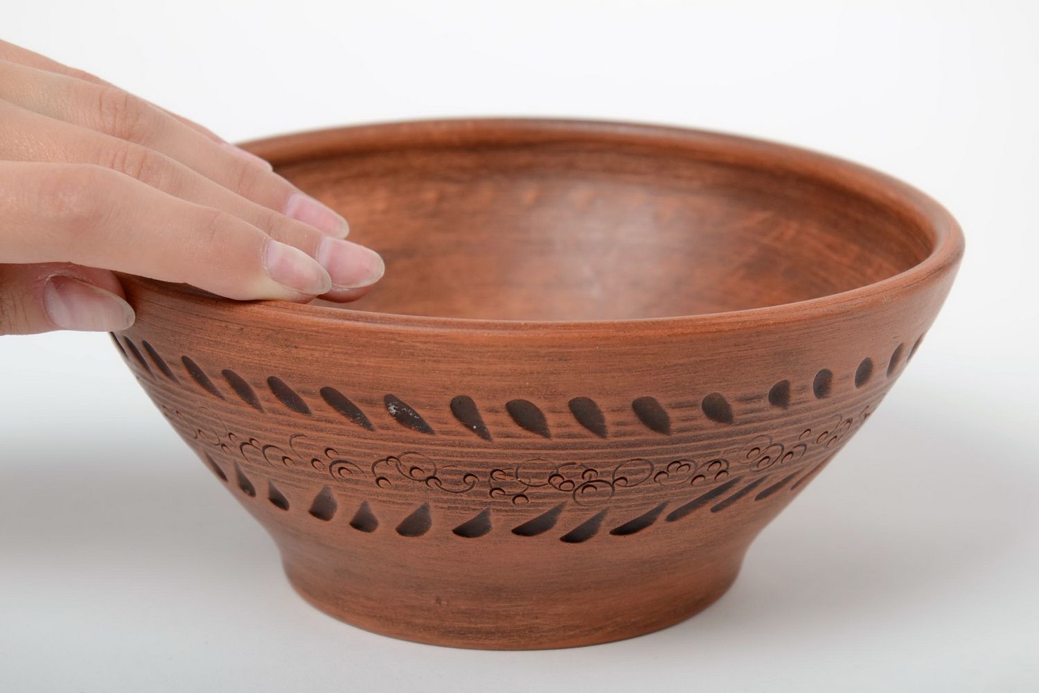 Beautiful handmade deep clay bowl with pattern 500 ml semi porcelain photo 5