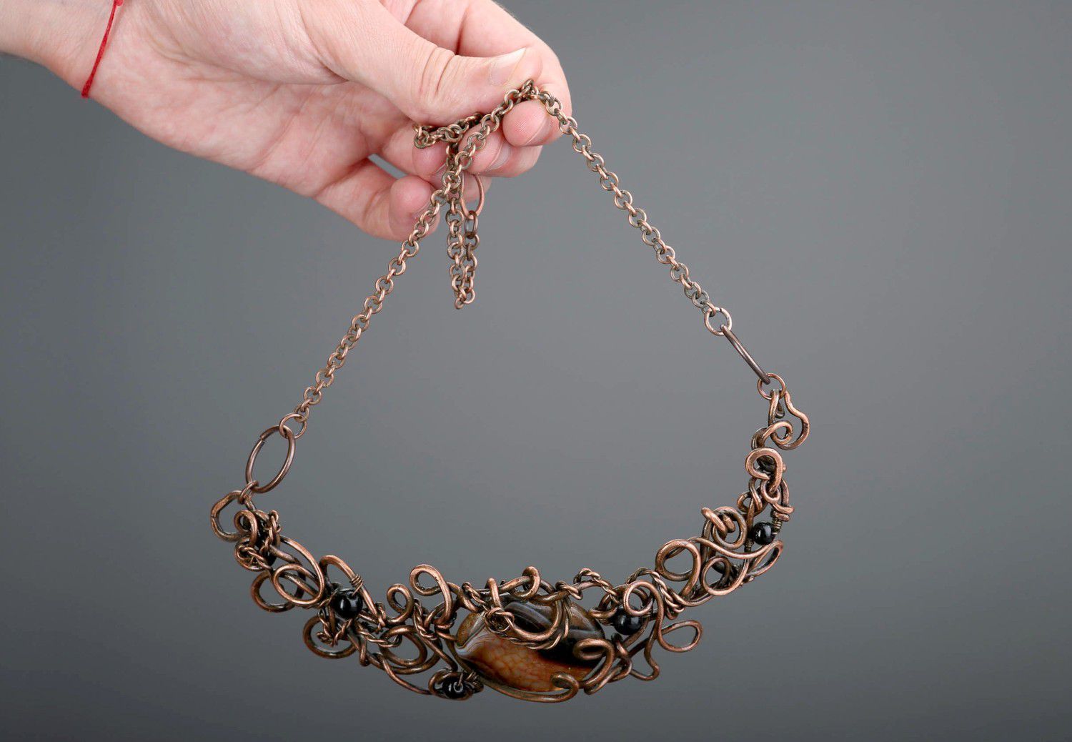Handgemachtes Collier aus Kupfer mit Agat Barock foto 1