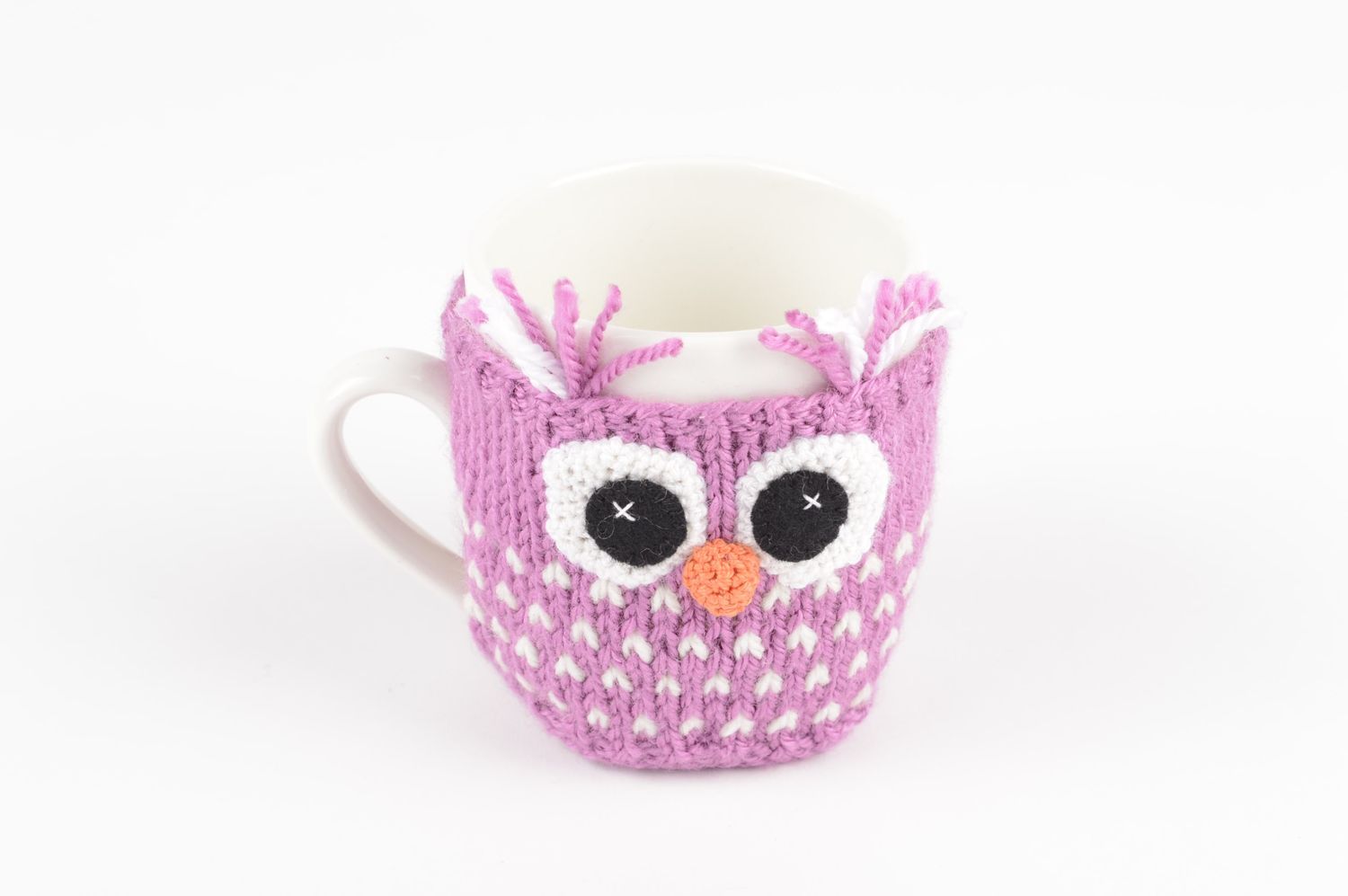 Ceramic cup for kids with knitted owl cup cover 0,45 lb photo 2