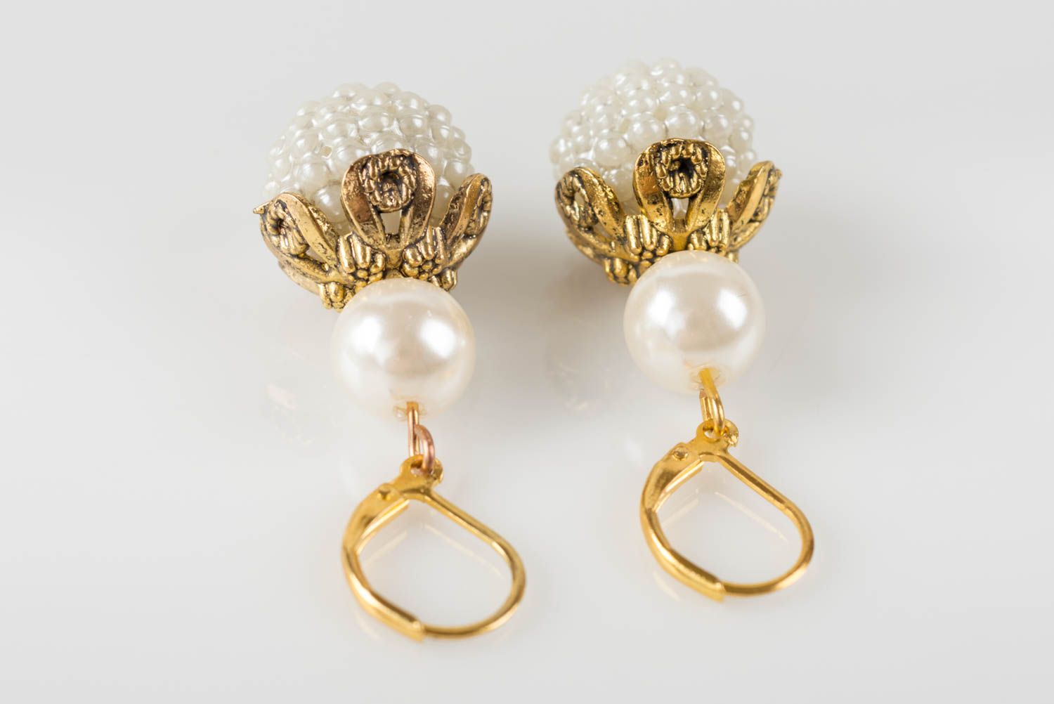 Elegant handmade plastic bead earrings jewelry for women gifts for her photo 3