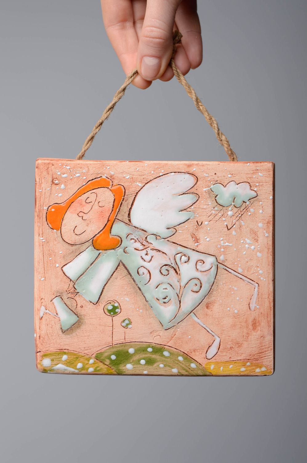 Decorative ceramic wall panel with angel photo 3