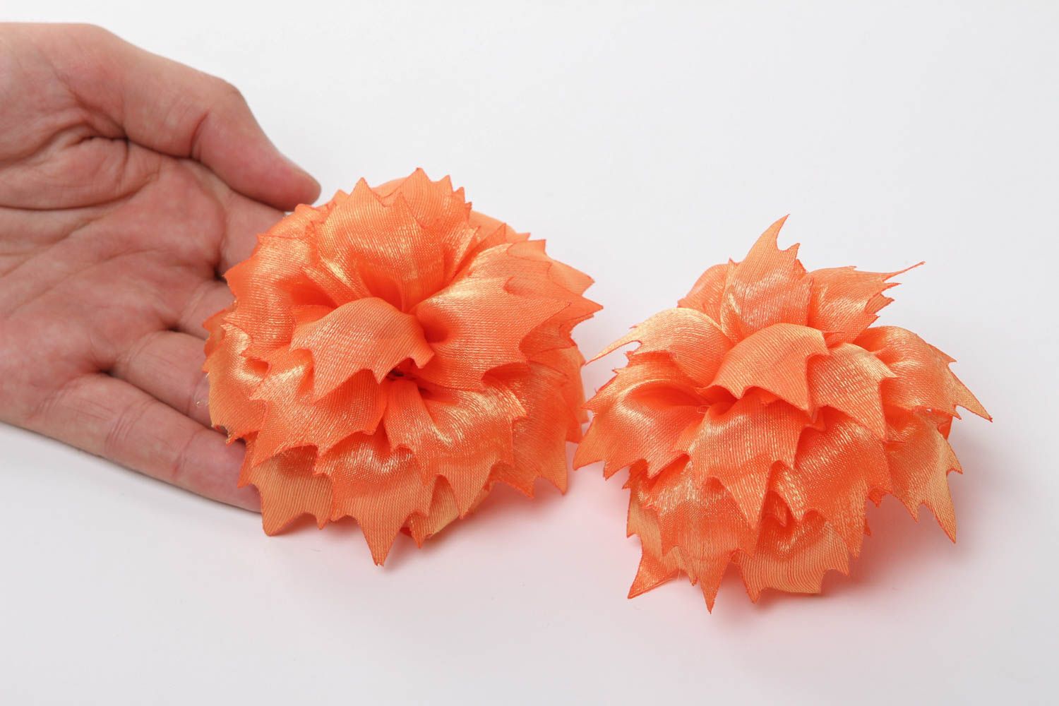 Детские резинки ручной работы резинки с цветами из органзы аксессуары для волос фото 5