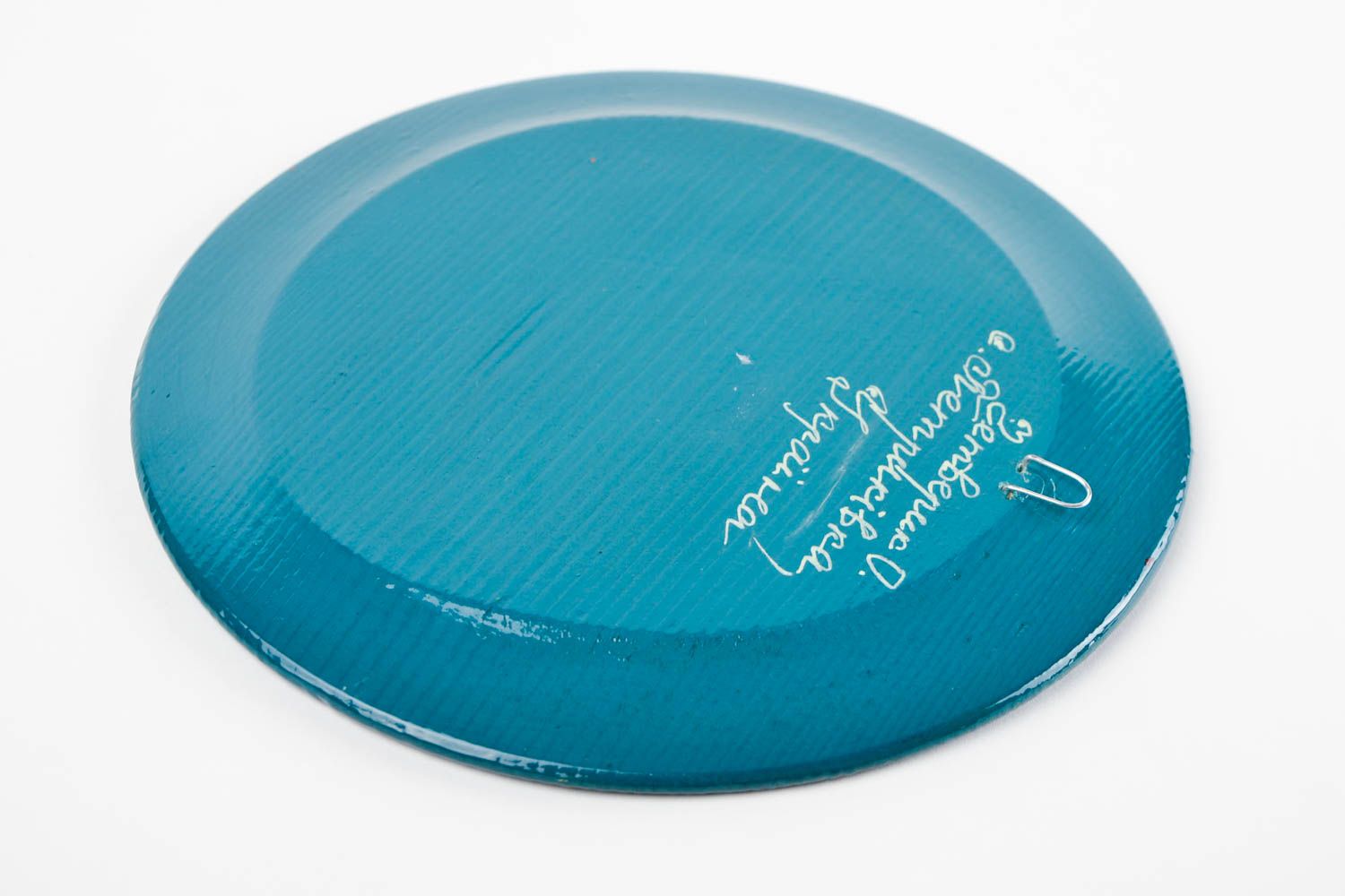 Расписная тарелка ручной работы тарелка на стену темно-синяя декоративная посуда фото 5