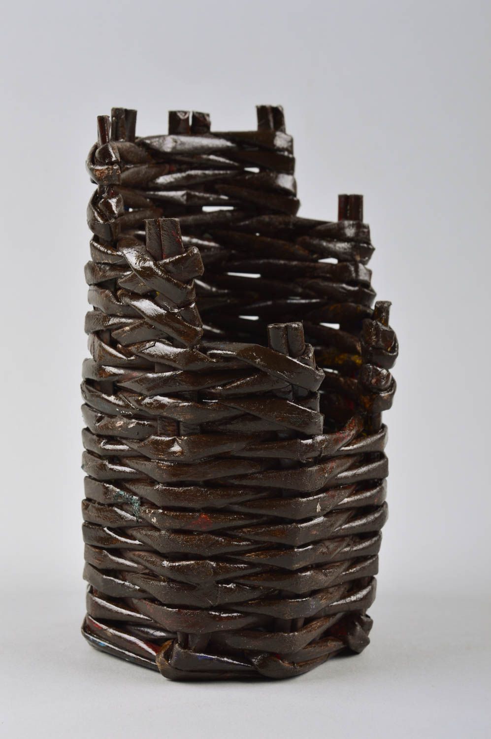 Decorative handmade designer bottle holder basket shaped rolled paper home decor photo 3
