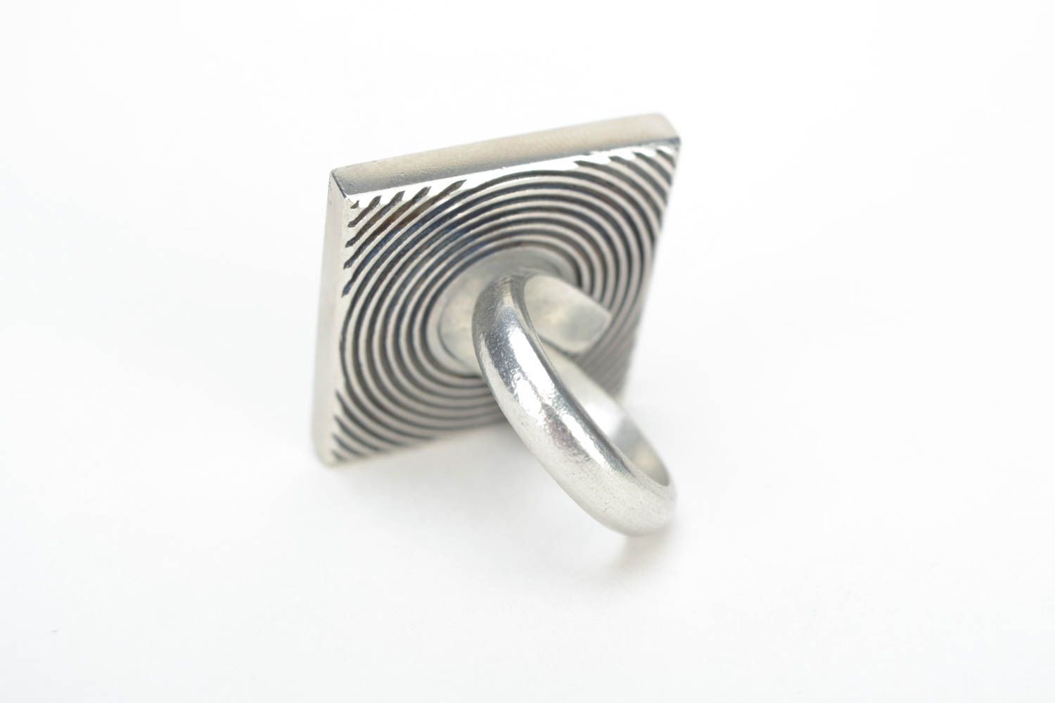 Handmade rautenförmiger Ring Rohling aus Metall künstlerisch originell foto 5