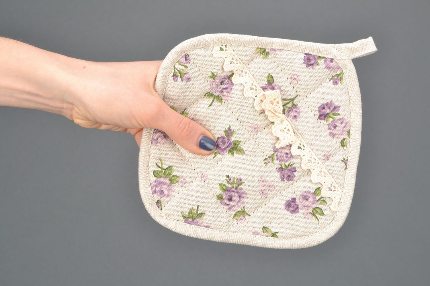 Fabric hot pot holder Lilac Rose photo 2