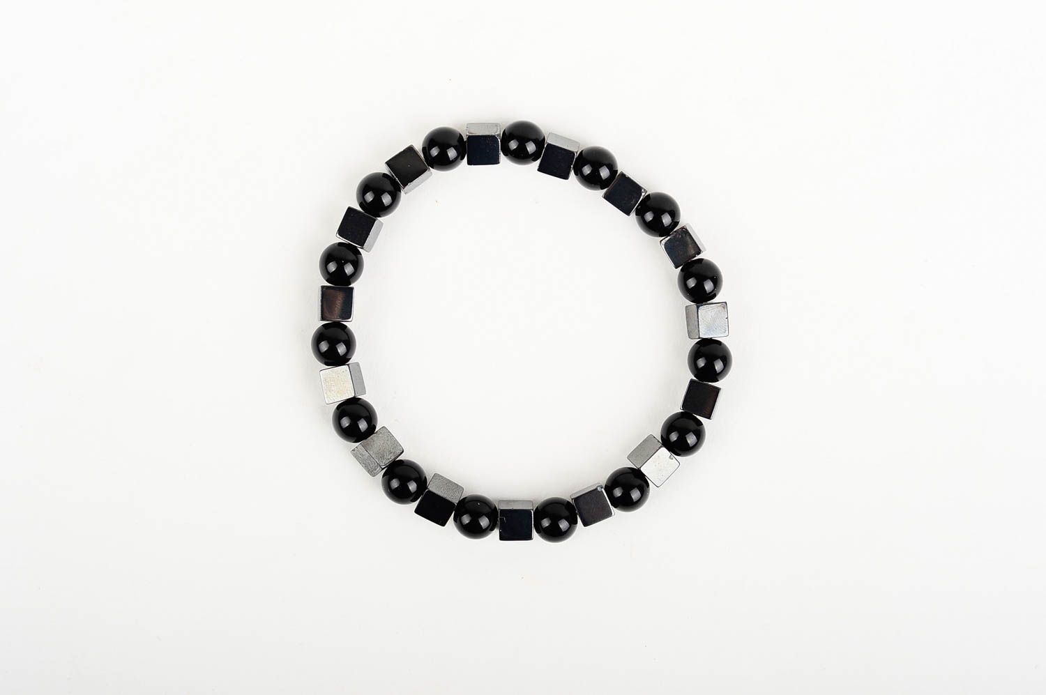 Naturstein Schmuck in Schwarz stilvolles Armband mit Kugeln Geschenk für Frauen foto 1