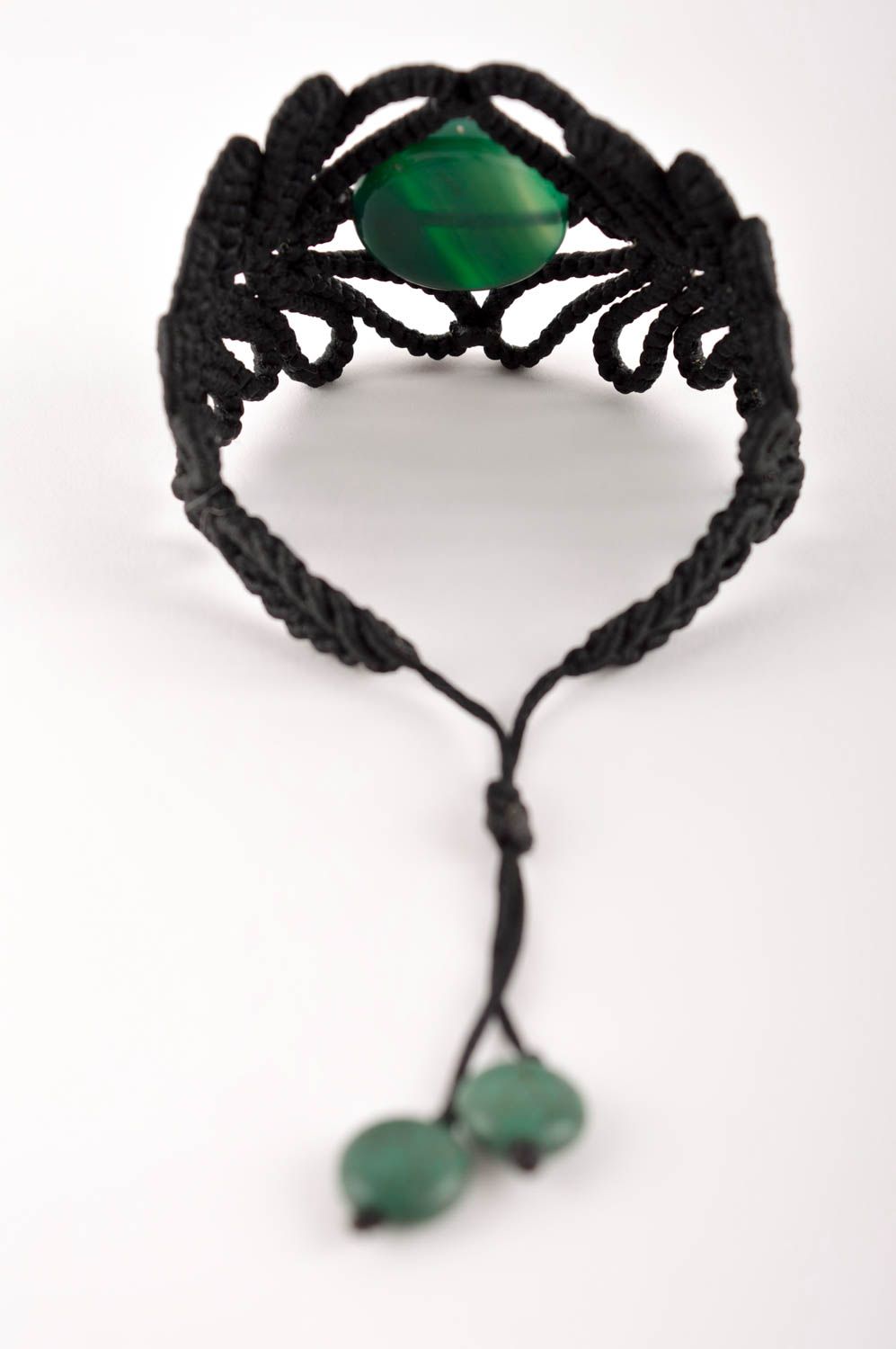 Браслет макраме украшение ручной работы черный браслет из ниток широкий фото 4