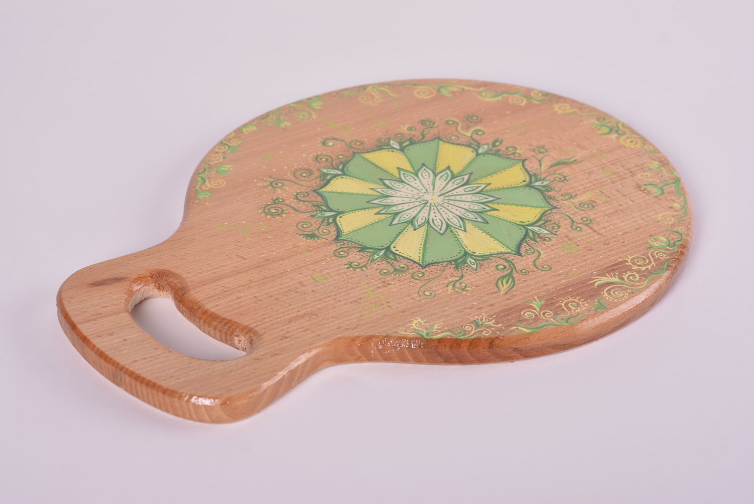 Handmade Schneidebrett Holz Küche Deko Geschenk für Frauen mit grüner Blume foto 4