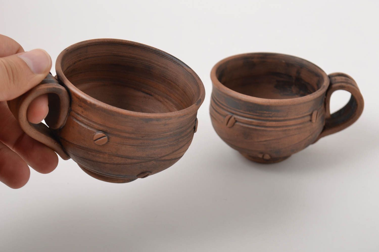Tazas artesanales de arcilla para té menaje de cocina regalo original  foto 3