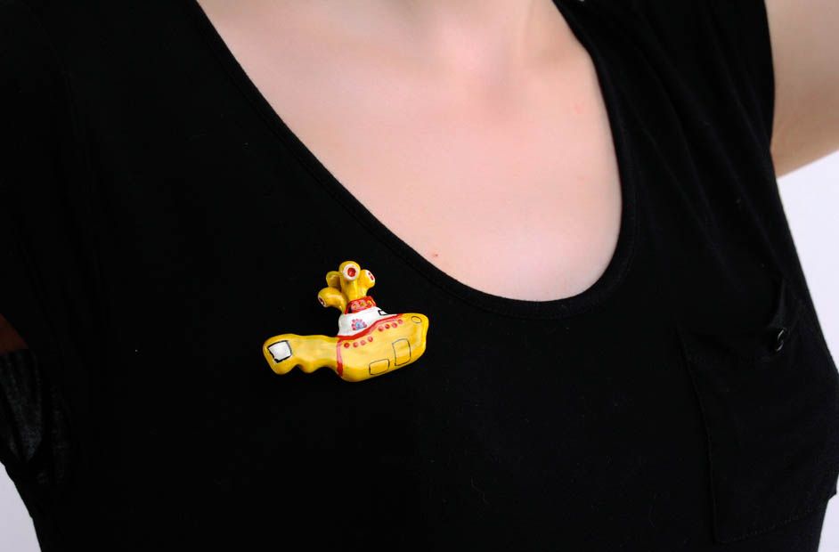 Brooch made ​​of polymer clay Yellow Submarine photo 4