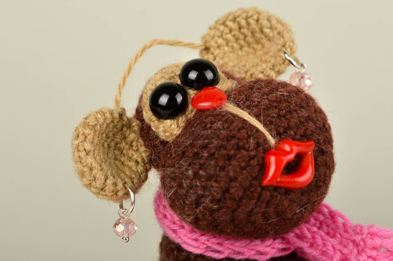 Jouet singe marron Peluche faite main tricotée au crochet Cadeau pour enfant photo 2
