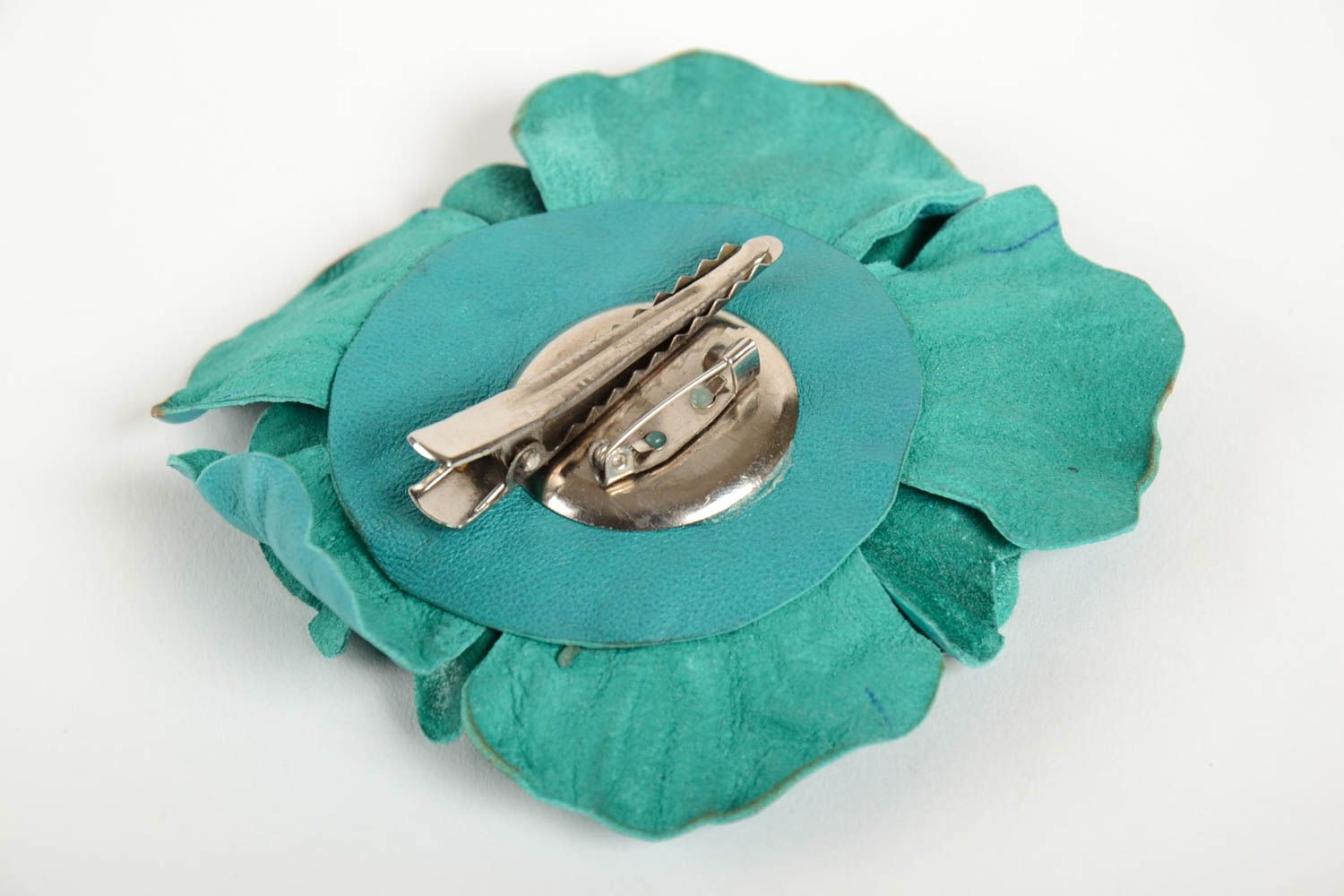 Leather flower brooch handmade brooch in the form of flower stylish accessories photo 4