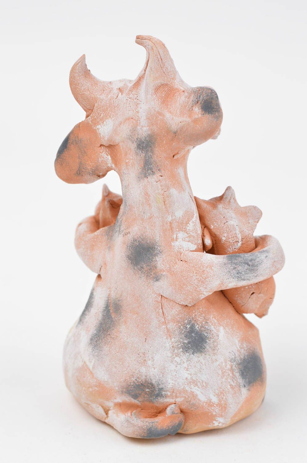 Статуэтка животного корова ручной работы статуэтка для декора фигурка из глины фото 4
