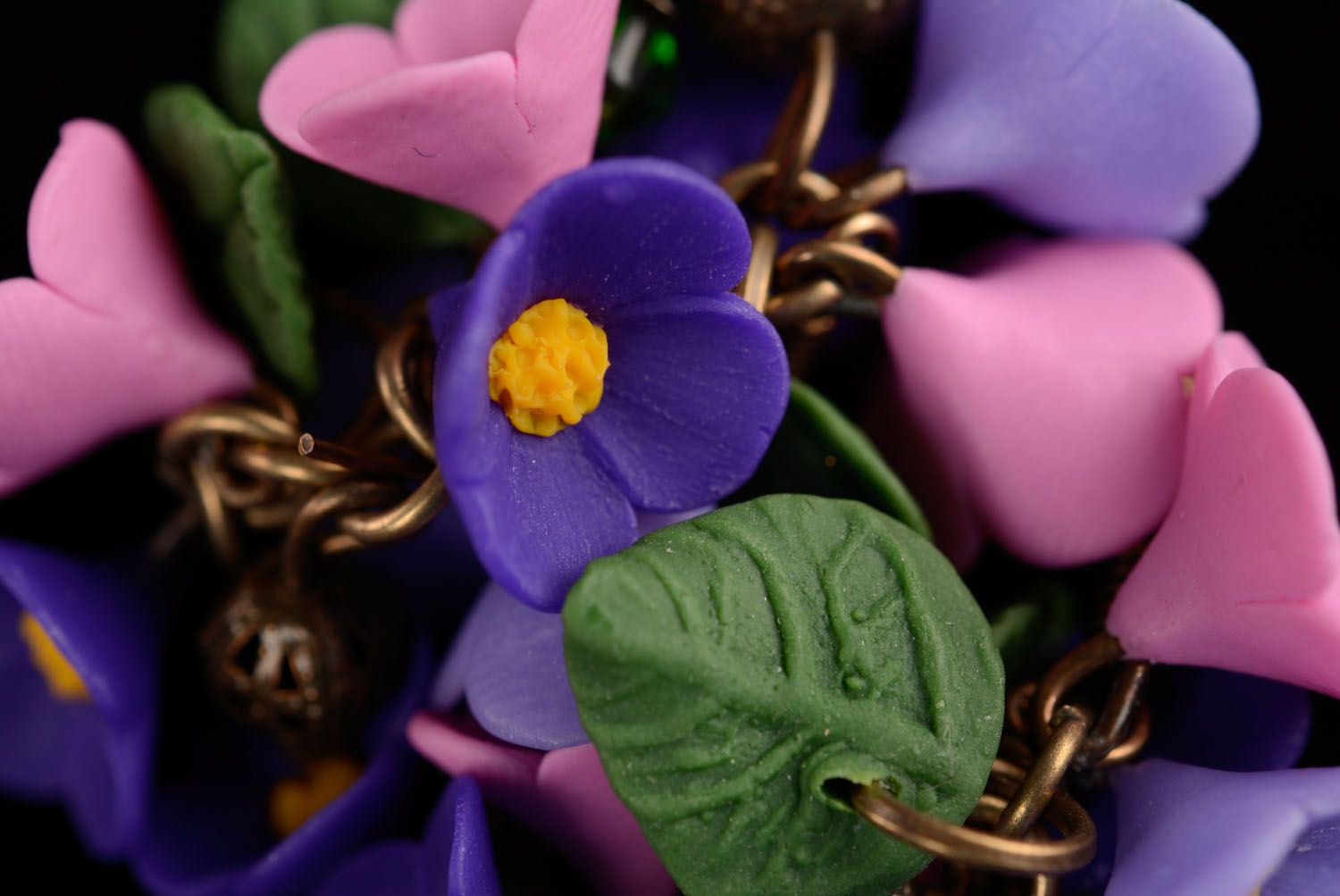 Blumen Ohrringe aus Polymer Ton Sommerlicher Garten foto 3