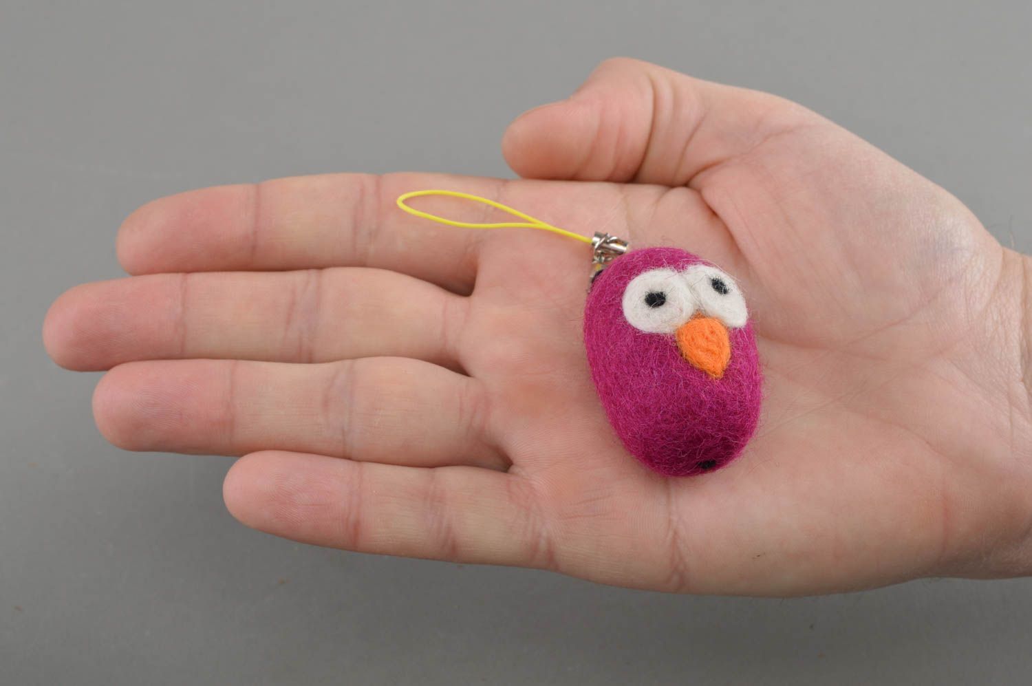 Keychain in the form of purple woolen bird handmade beautiful toy for baby photo 4