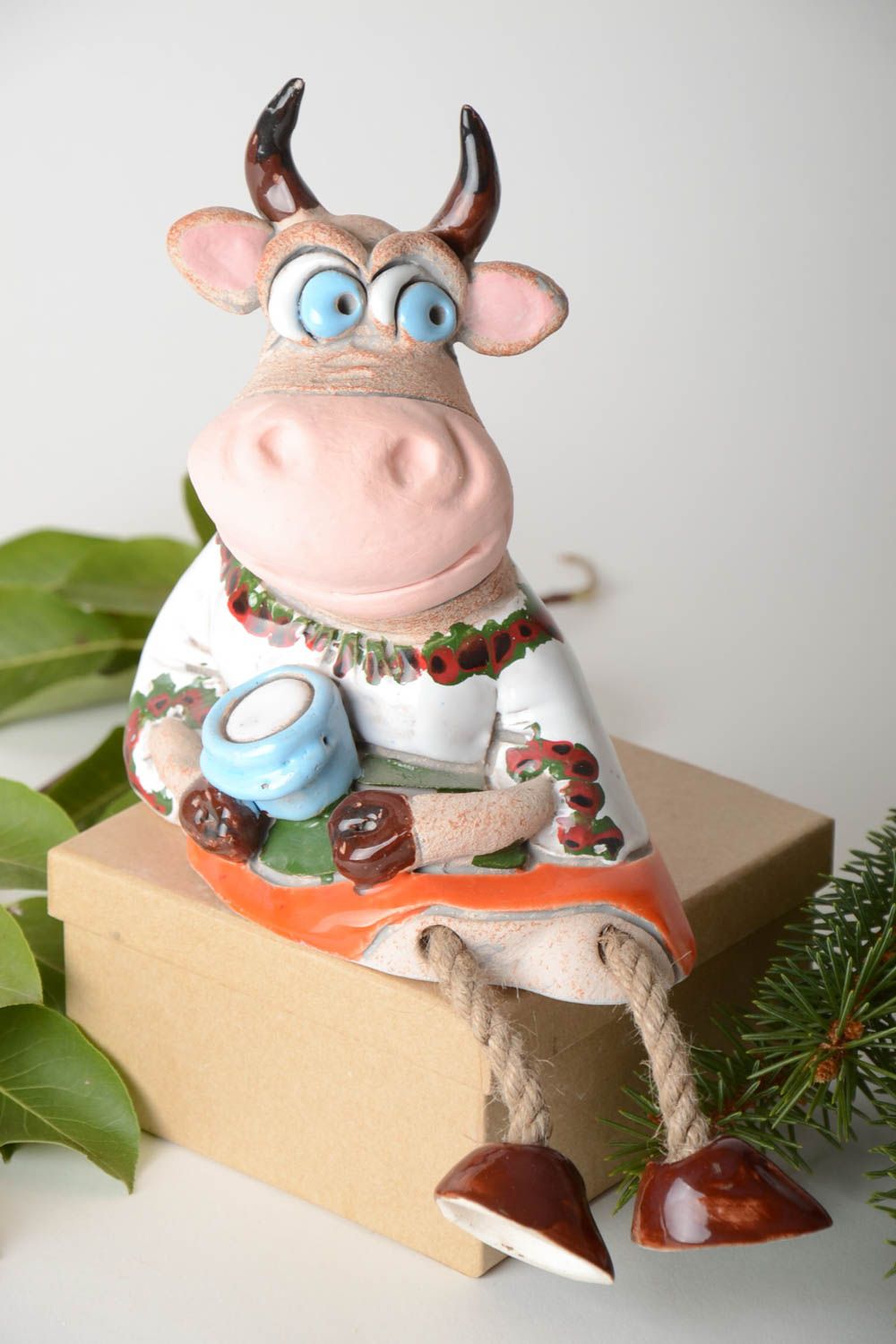 Handmade Keramik Spardose Kuh Haus Deko Geschenk für Kinder originell bunt foto 1