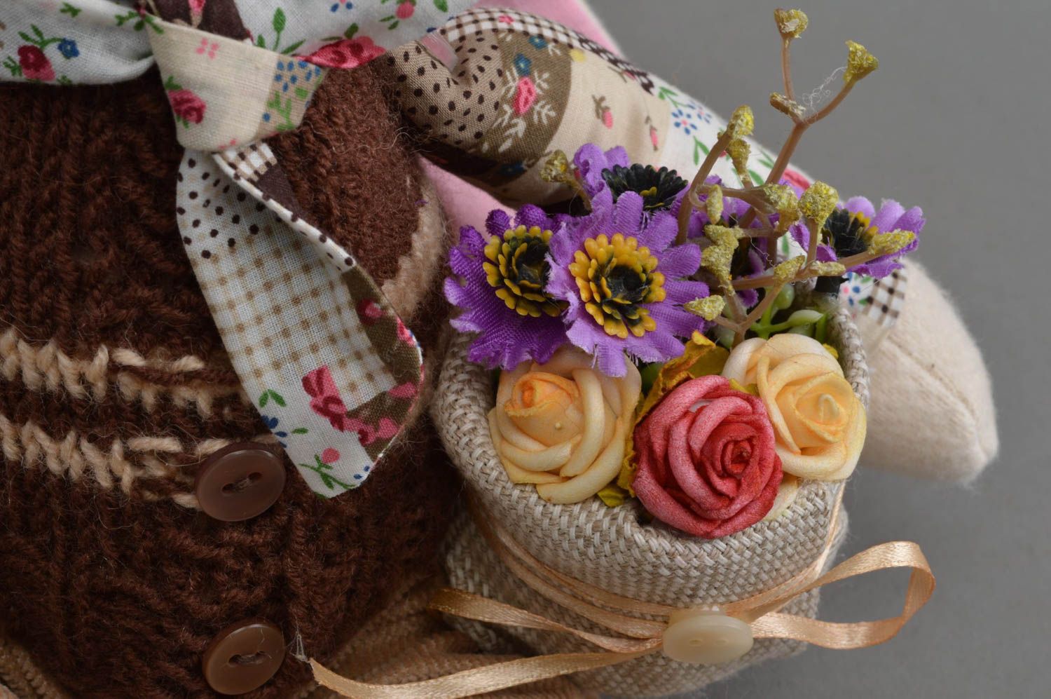 Peluche lapin fait main Jouet pour enfant en tissus design Cadeau original photo 5