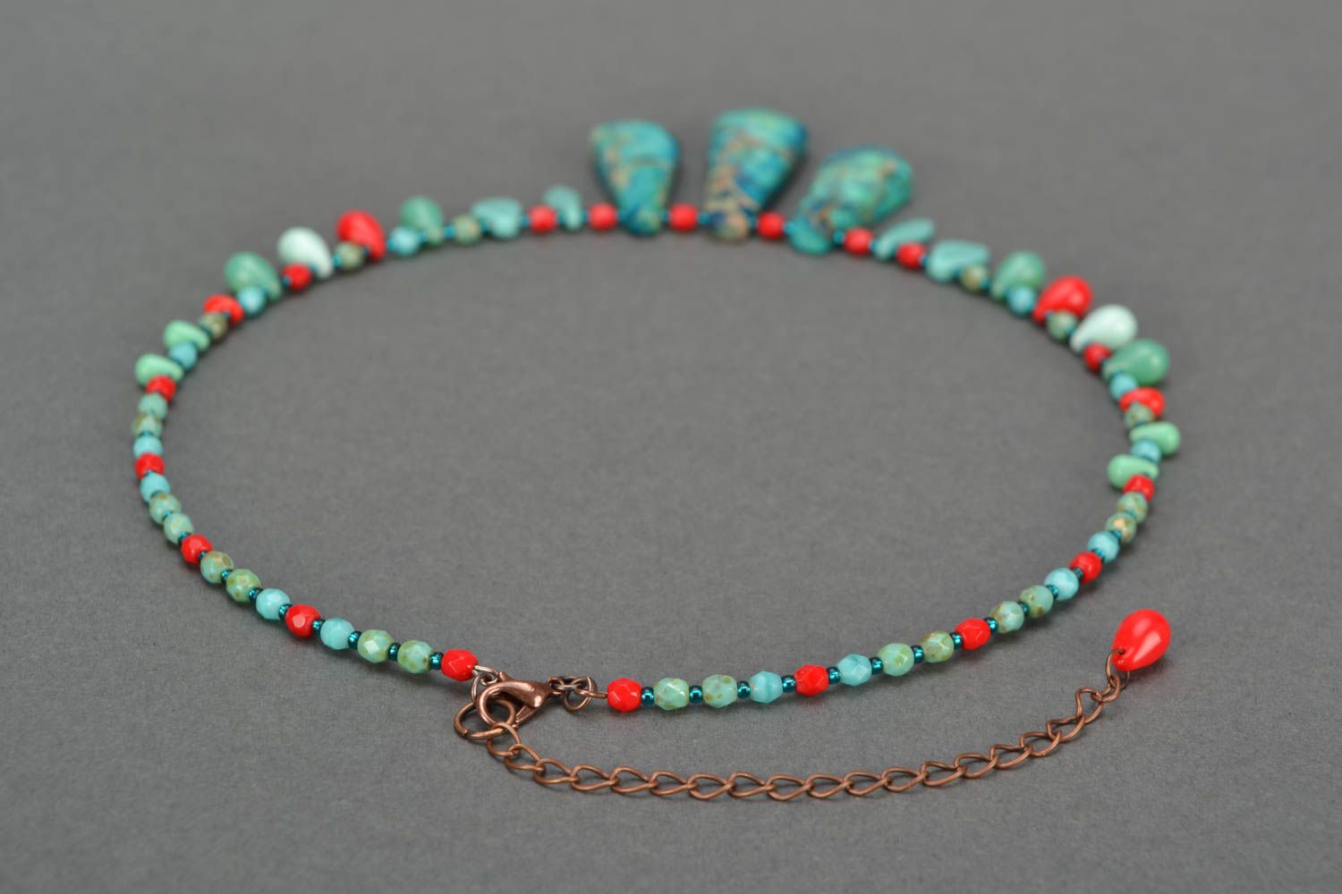 Handmade beautiful female necklace made of variscite and glass beads Mermaid photo 4