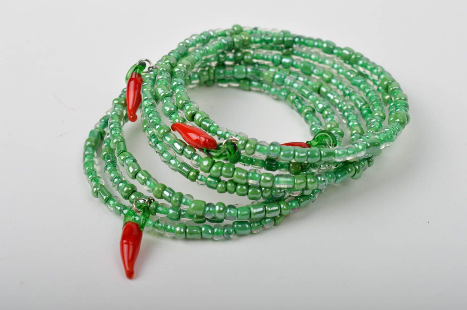 Bracelet spirale Bijou fait main vert en perles de rocaille Cadeau femme photo 5